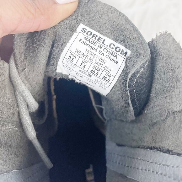 Sorel Women's Gray Joan of Arctic Wedge II Leather Boots Quarry  Size 9.5 - Picture 7 of 7